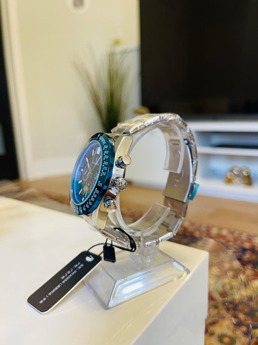 INCASEDA Men’s Sport Chronograph Quartz Watch – Blue Dial & Tachymeter