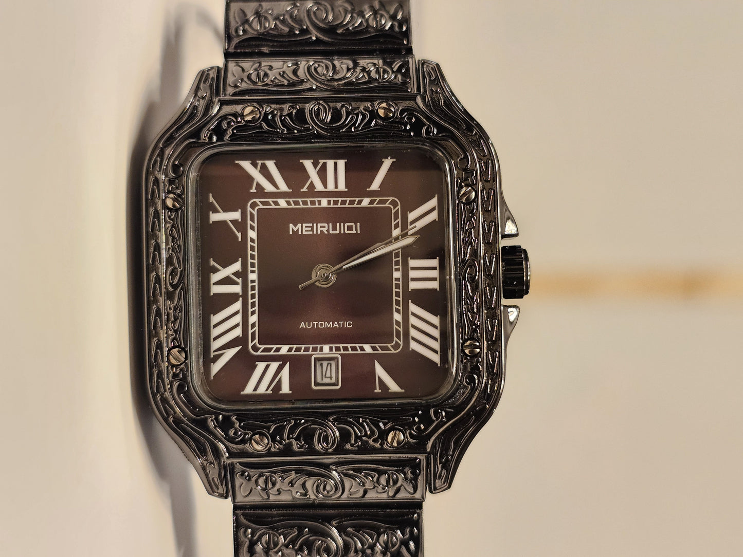 Black Engraved Roman Dial – Meiruiqi Automatic Men’s Watch