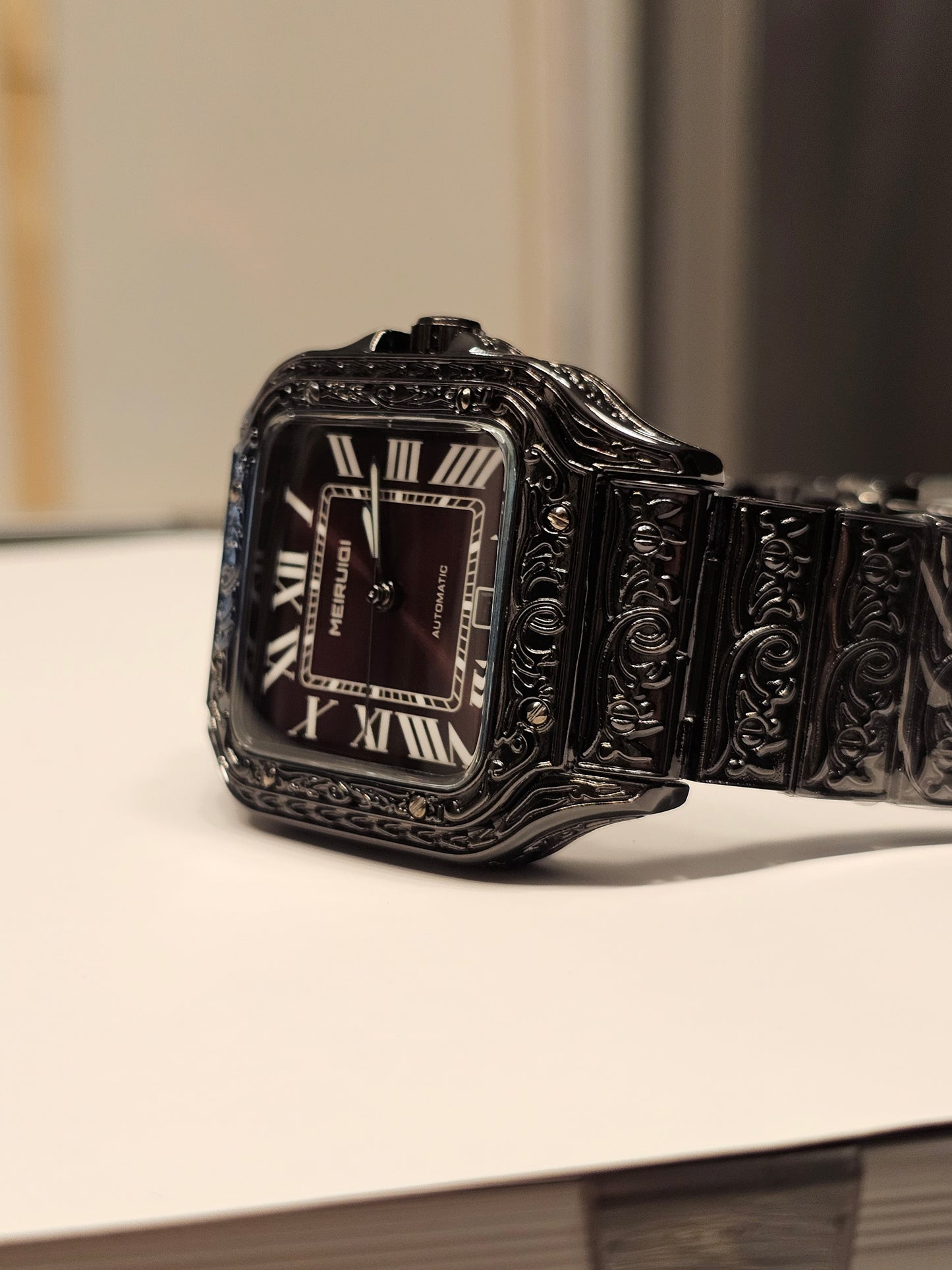 Black Engraved Roman Dial – Meiruiqi Automatic Men’s Watch