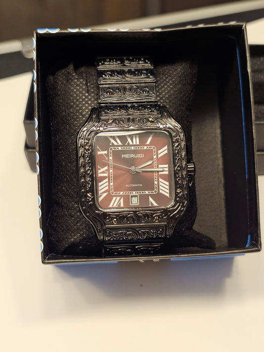 Black Engraved Roman Dial – Meiruiqi Automatic Men’s Watch