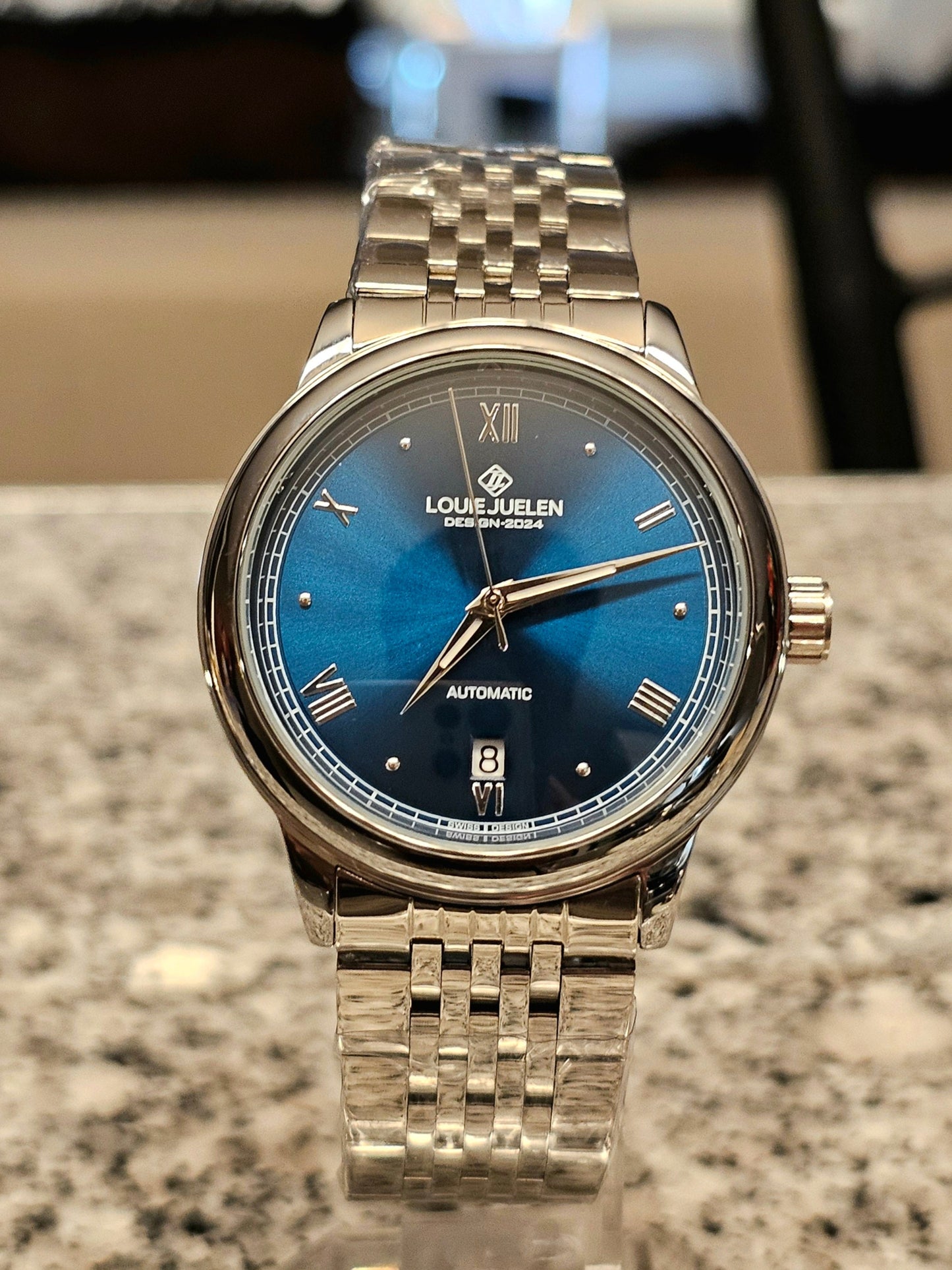 Louis Juelen Automatic Classic – Blue Dial Stainless Steel Men's Watch
