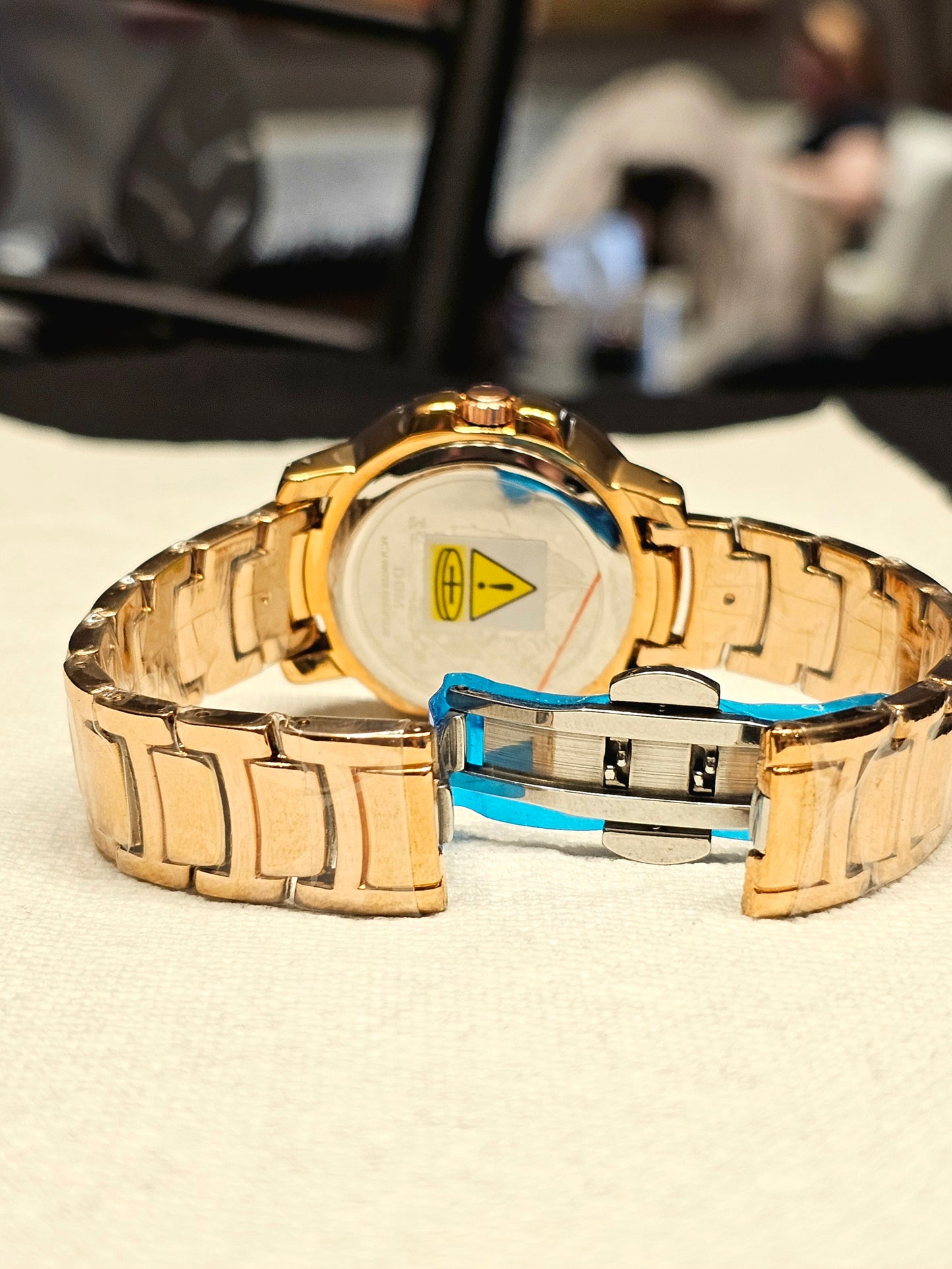 DOM Women’s Luxury Crystal Watch – Rose Gold Elegance with Roman Dial