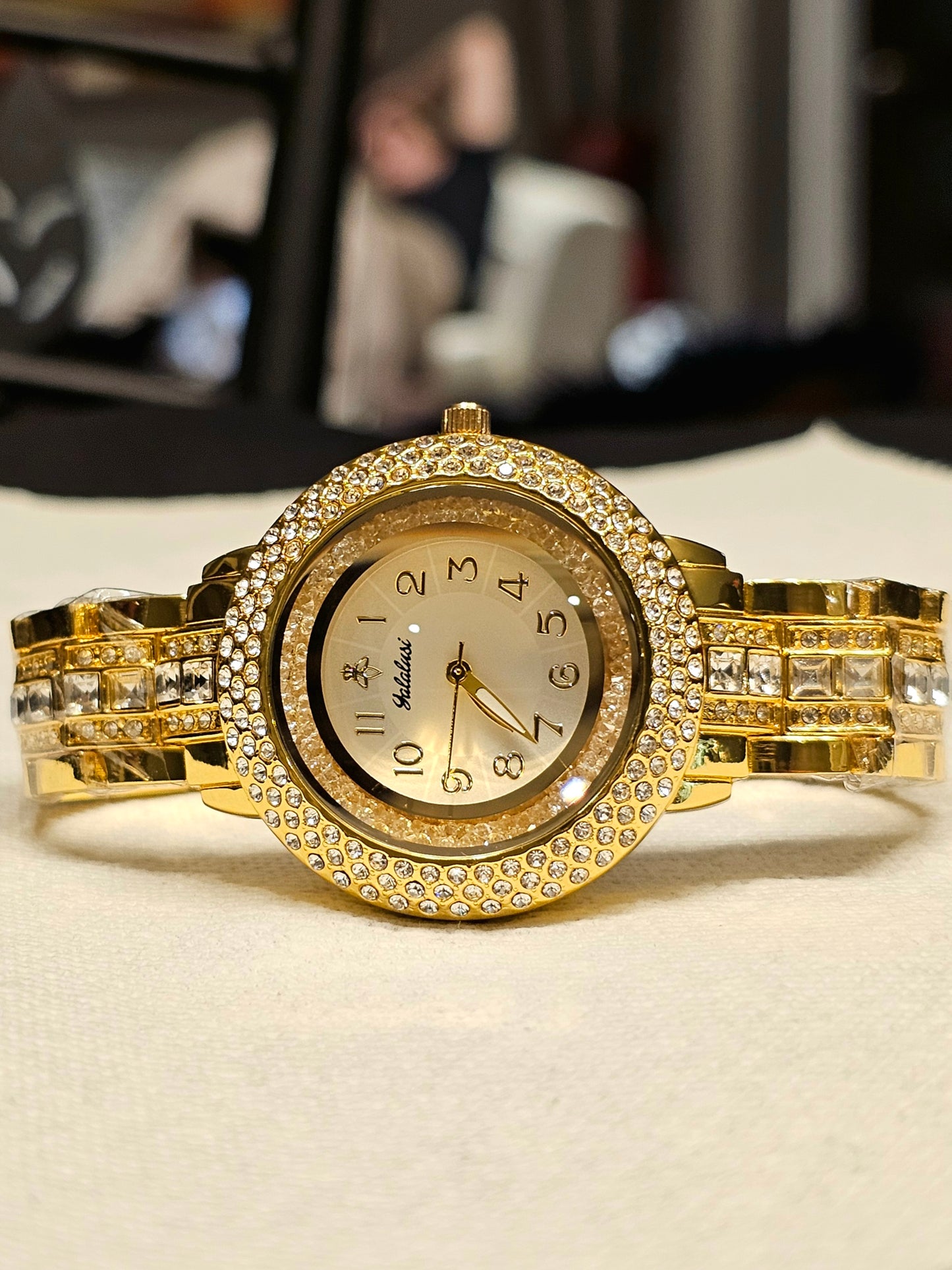 Golden Glamour Rhinestone Women’s Watch