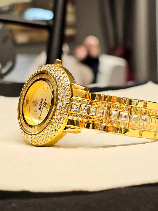 Golden Glamour Rhinestone Women’s Watch
