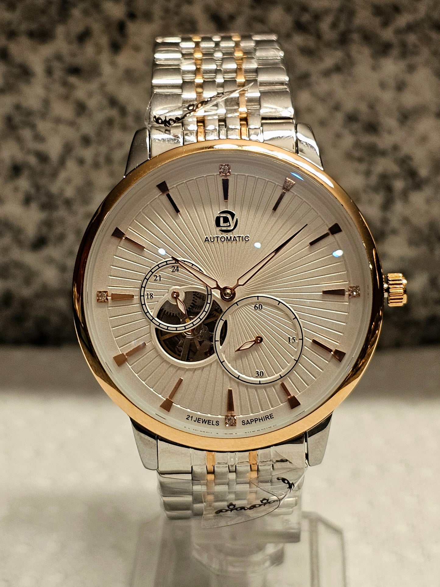 DL Luxe Automatic – Two-Tone Silver & Rose Gold Elegance
