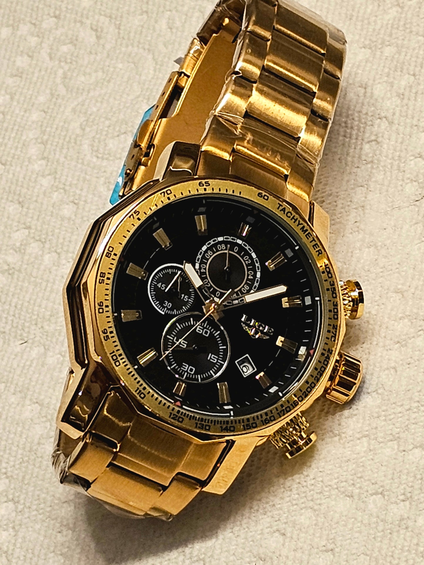 LIGE Gold Chronograph Sport Watch – Bold & Luxurious Style