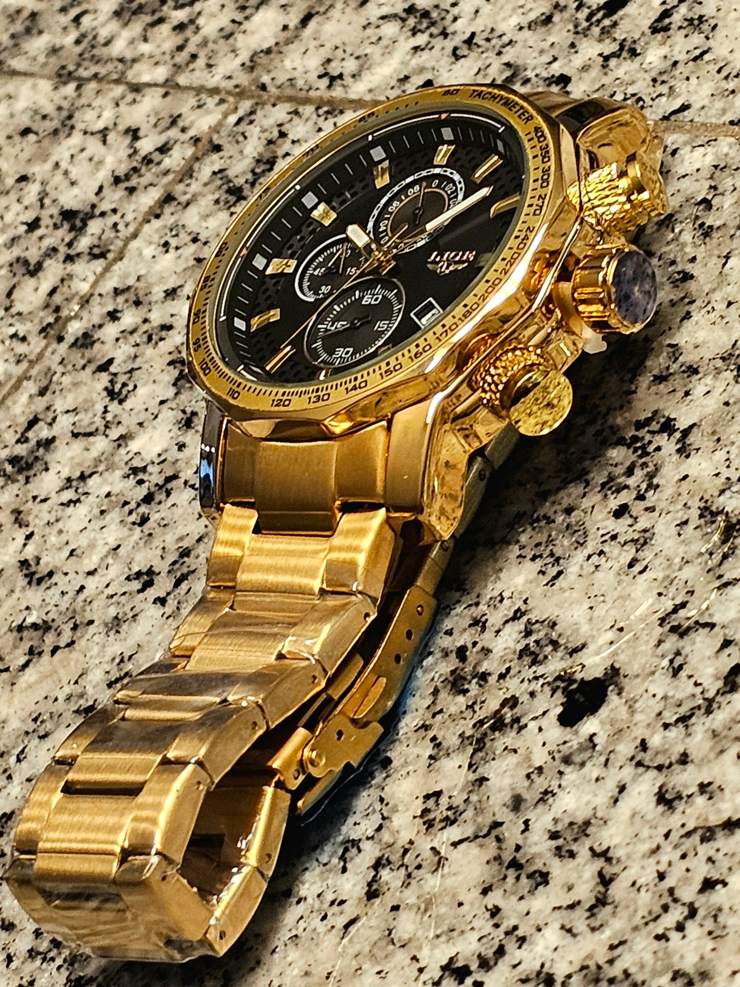 LIGE Gold Chronograph Sport Watch – Bold & Luxurious Style
