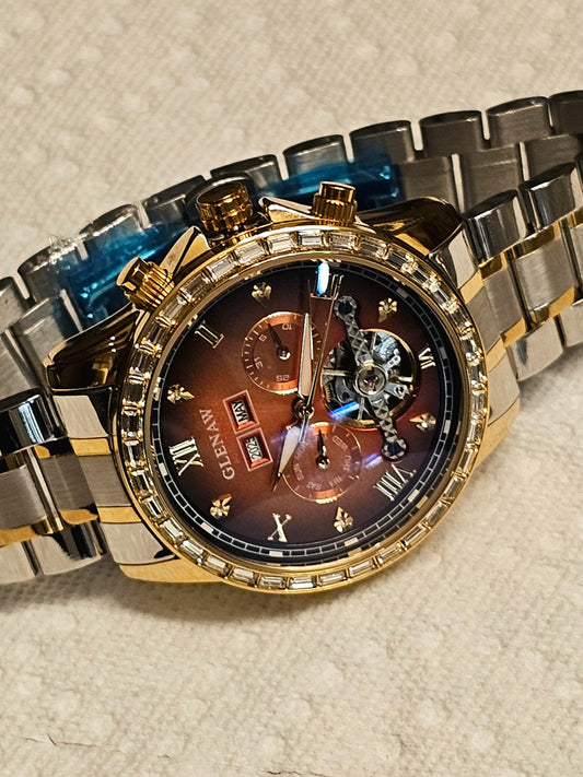 GLENAW Men’s Automatic Tourbillon Watch – Full Calendar & Waterproof