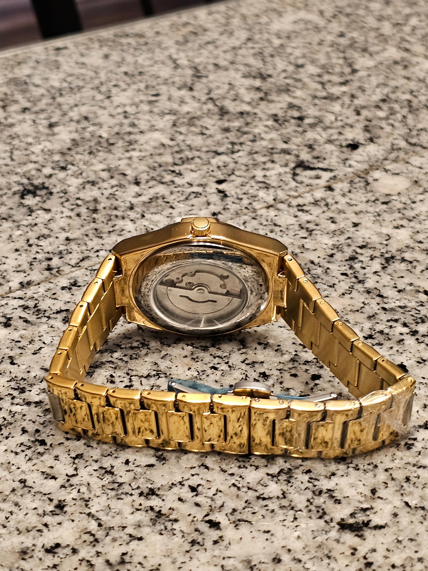 Sailang Gold Automatic Men's Watch with Emerald Green Dial & Diamond Accents