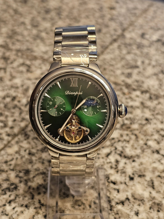 Dianpri Emerald Open-Heart Automatic Watch – A Fusion of Grace and Precision