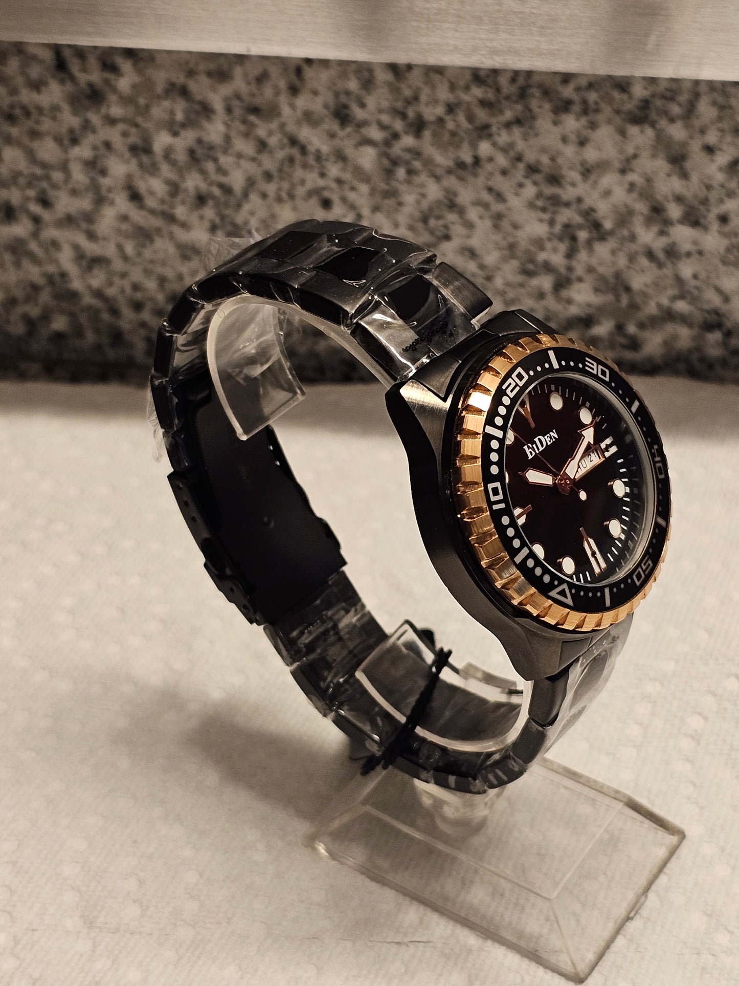BiDen Men's Quartz Watch – Full Calendar, Luminous Dial | Available in Black-Gold, Blue-Rose, and Silver-Blue