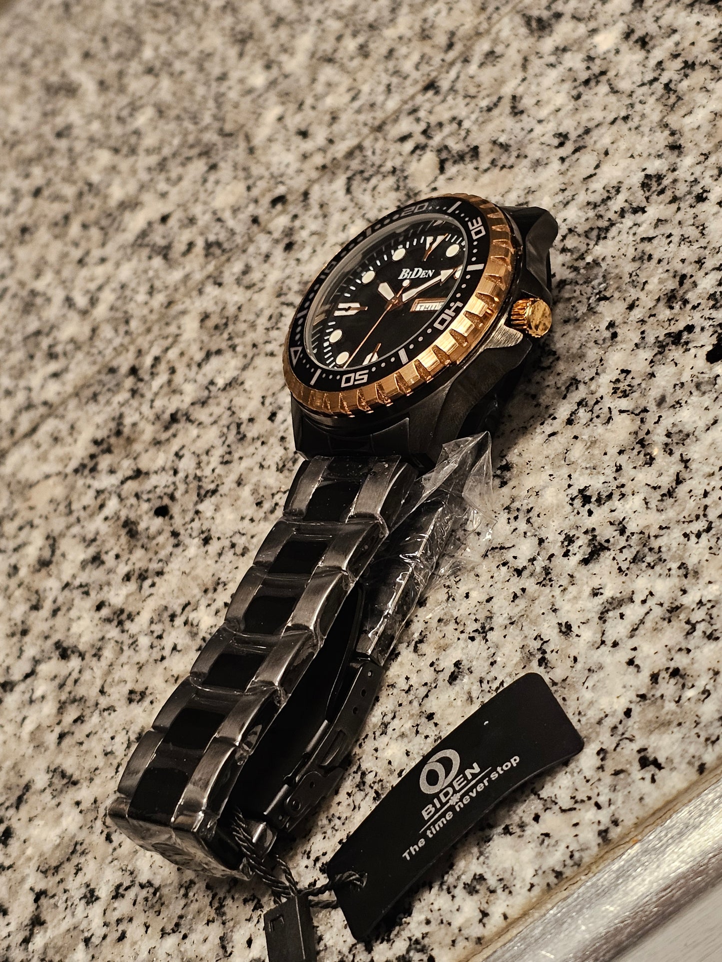 BiDen Men's Quartz Watch – Full Calendar, Luminous Dial | Available in Black-Gold, Blue-Rose, and Silver-Blue