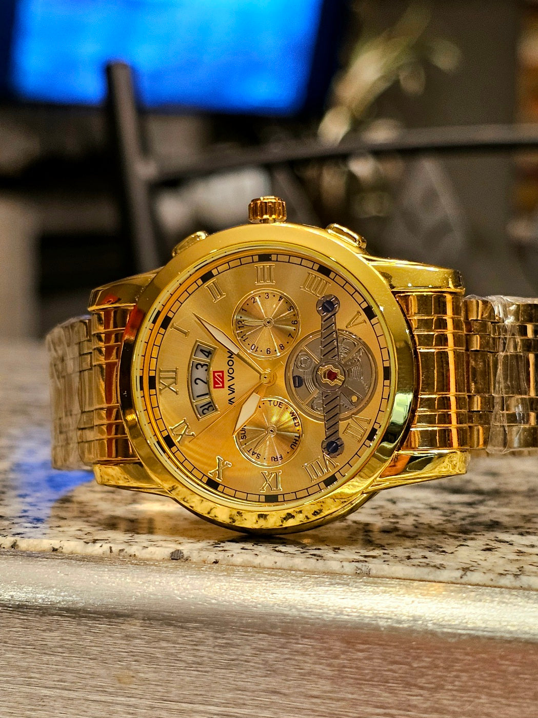Va Va Voom Men’s Gold Chronograph – Luxury Redefined