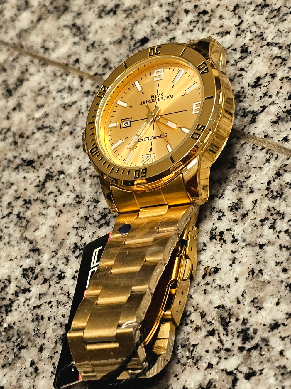 SANDA Bold Gold Quartz Watch – Water-Resistant Sport Elegance