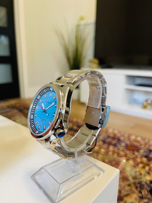 Curren Men's Ocean Blue Dial Quartz Watch – Stainless Steel Band