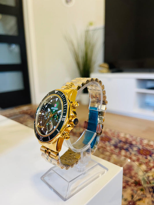 REWARD VIP Gold & Green Chronograph Men's Quartz Watch