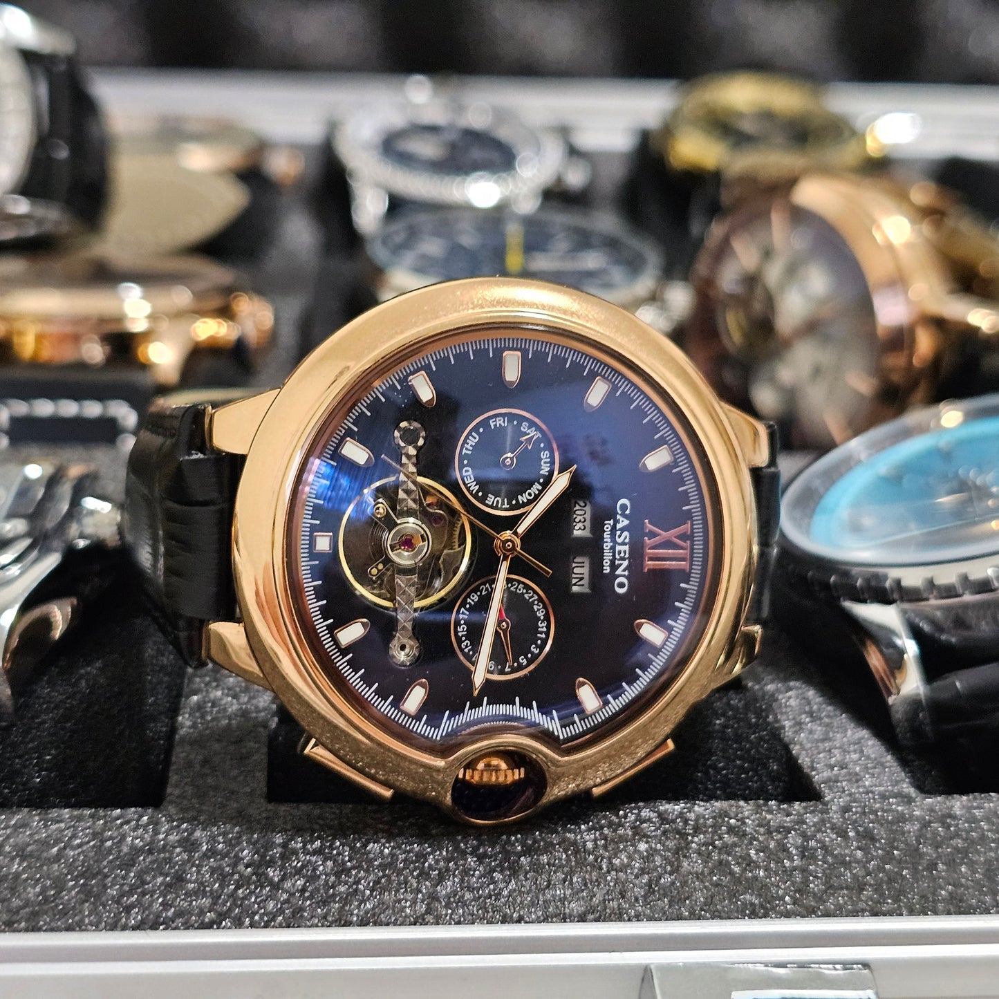 Caseno Turbion Automatic Full Calendar Luxury Water Proof Anti Scratch Men Watch