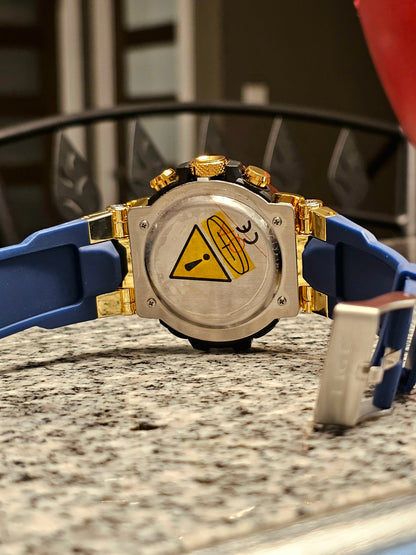 LIGE ChronoSport Gold &amp; Blue Quartz Watch – Bold, Sporty &amp