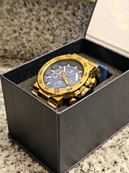 LIGE ChronoSport Gold &amp; Blue Quartz Watch – Bold, Sporty &amp