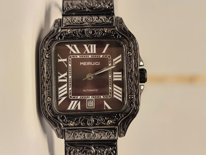 Black Engraved Roman Dial – Meiruiqi Automatic Men’s Watch