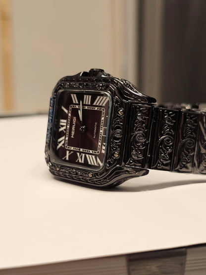 Black Engraved Roman Dial – Meiruiqi Automatic Men’s Watch