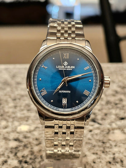 Louis Juelen Automatic Classic – Blue Dial Stainless Steel Men's Watch