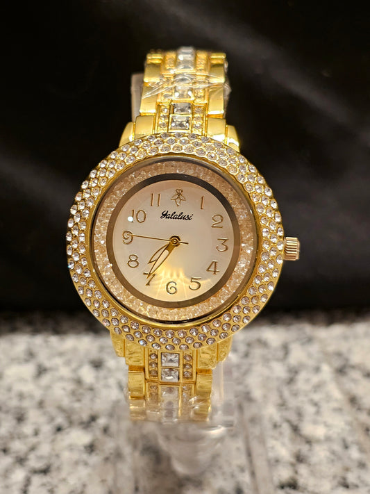 Golden Glamour Rhinestone Women’s Watch