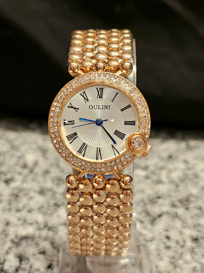 OULINI Crystal Elegance – Women’s Luxury Gold Bracelet Watch
