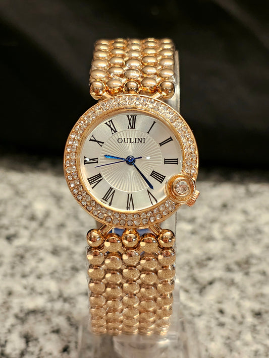OULINI Crystal Elegance – Women’s Luxury Gold Bracelet Watch