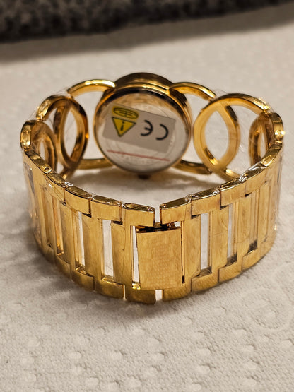 Galalusi Gold Loop Women's Bracelet Watch – Black &amp; Gold Elegance