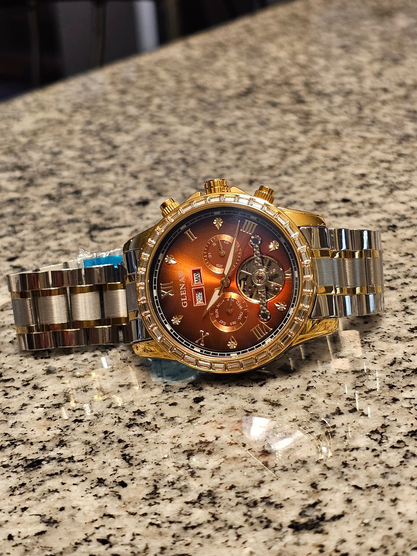 GLENAW Men’s Automatic Tourbillon Watch – Full Calendar & Waterproof