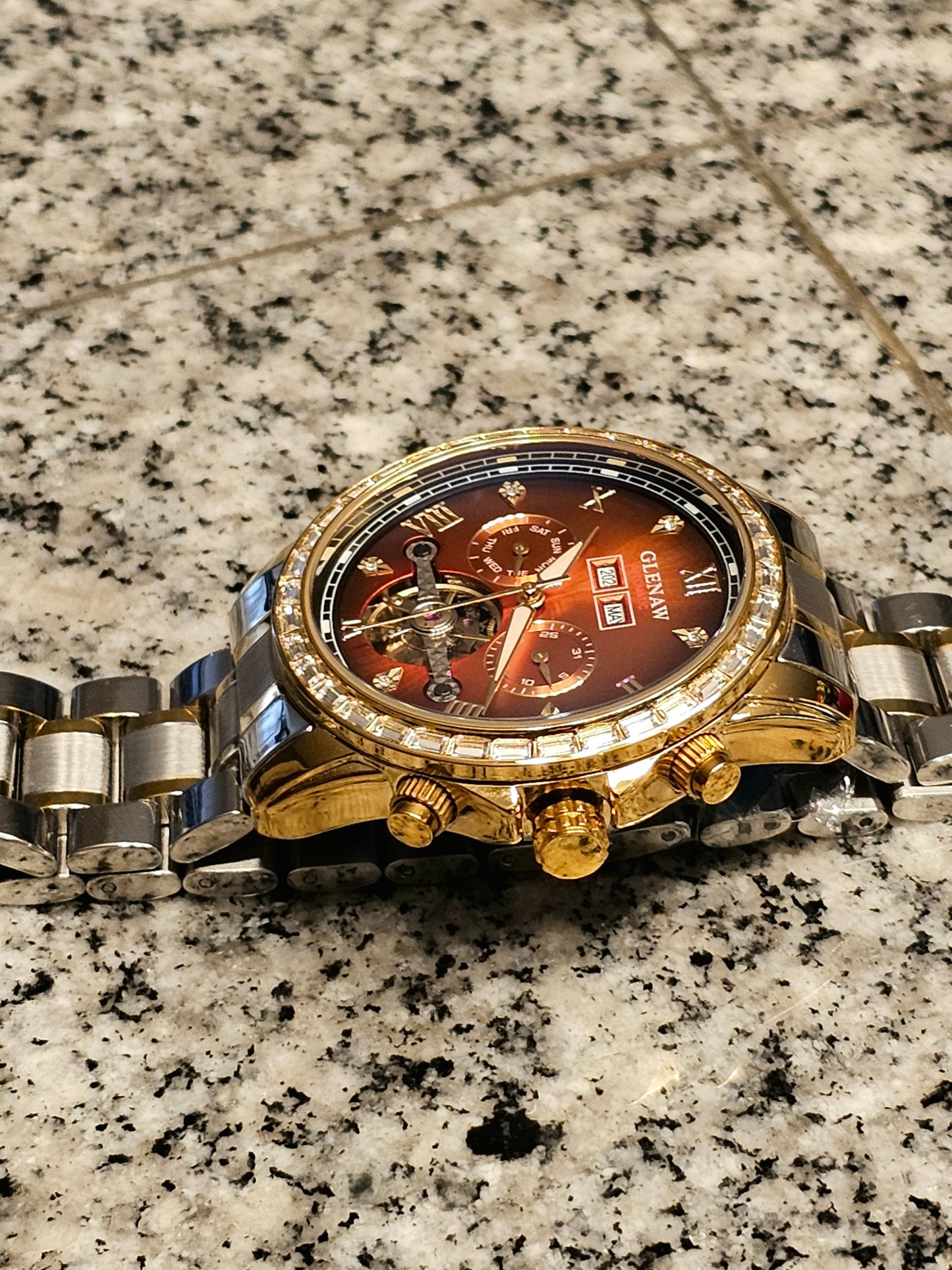 GLENAW Men’s Automatic Tourbillon Watch – Full Calendar & Waterproof