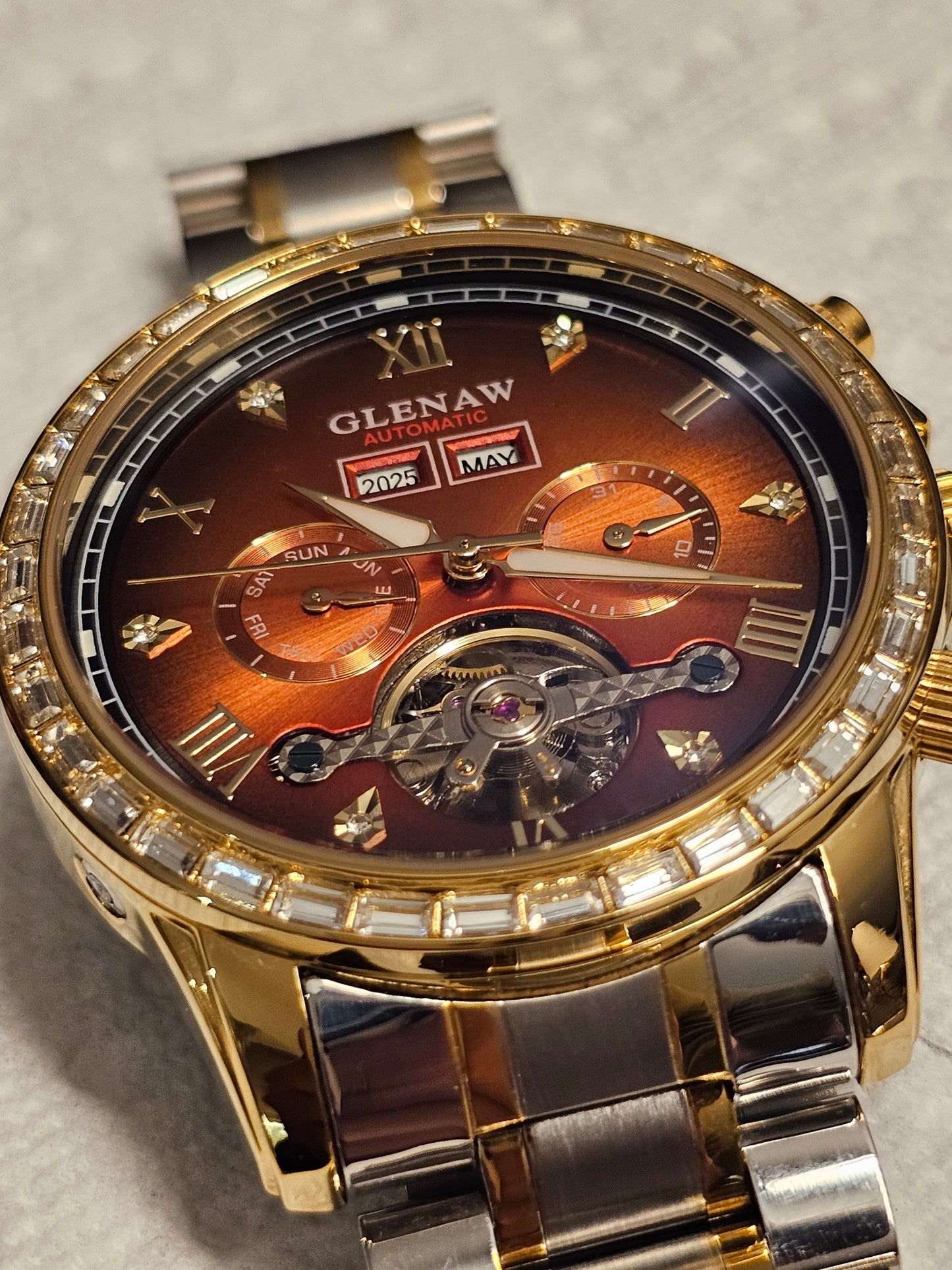 GLENAW Men’s Automatic Tourbillon Watch – Full Calendar & Waterproof