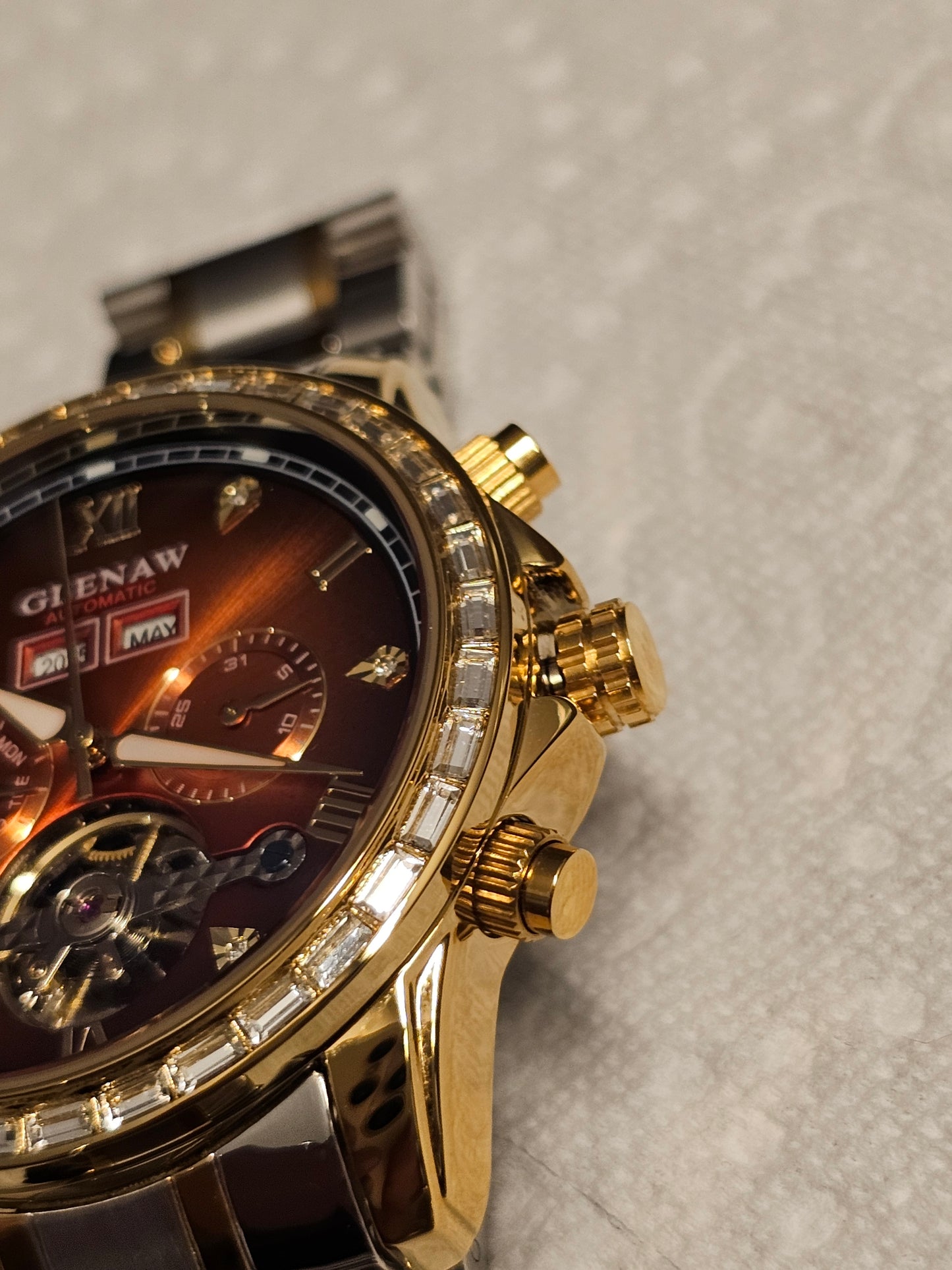 GLENAW Men’s Automatic Tourbillon Watch – Full Calendar & Waterproof