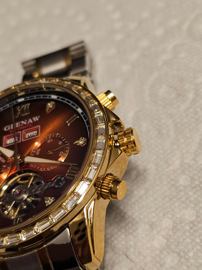 GLENAW Men’s Automatic Tourbillon Watch – Full Calendar & Waterproof