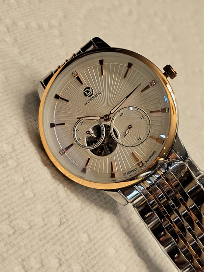 DL Luxe Automatic – Two-Tone Silver &amp; Rose Gold Elegance