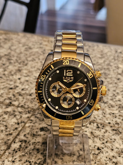 LIGE Luxury Chronograph Watch for Men – Bold Design in Black or Blue