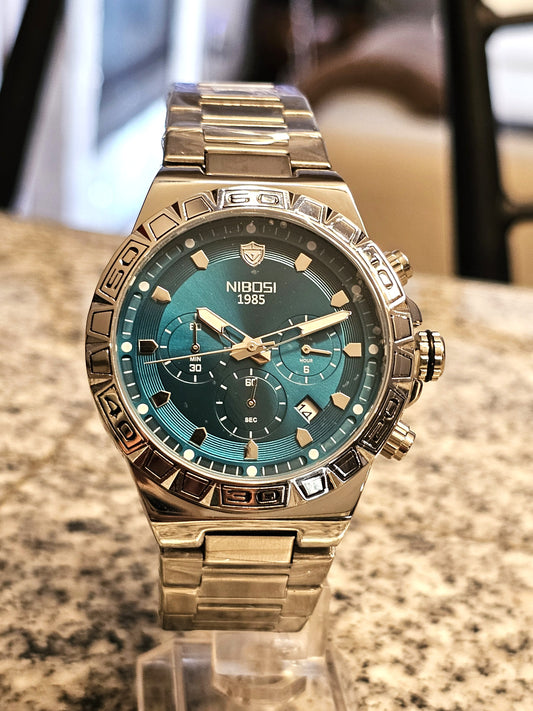 Bold &amp; Brilliant: NIBOSI Chrono Blue Steel Quartz Watch