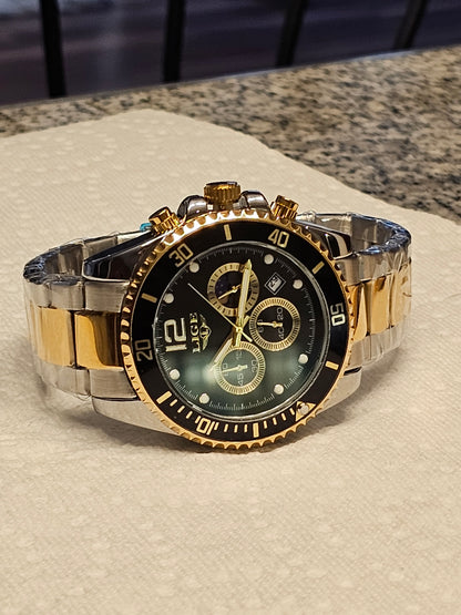LIGE Luxury Chronograph Watch for Men – Bold Design in Black or Blue