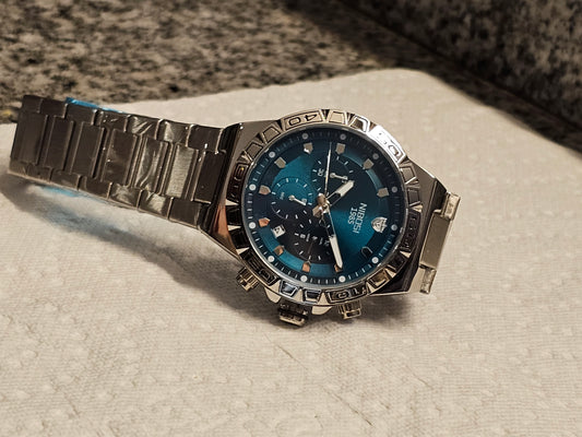 Bold &amp; Brilliant: NIBOSI Chrono Blue Steel Quartz Watch
