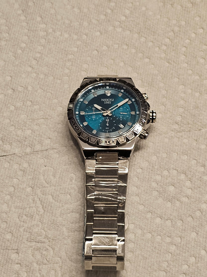 Bold &amp; Brilliant: NIBOSI Chrono Blue Steel Quartz Watch