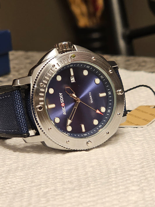 AOCASDIY Steel Edge Sport Watch – Blue Dial | Quartz Movement