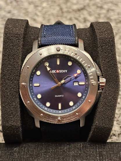 AOCASDIY Steel Edge Sport Watch – Blue Dial | Quartz Movement
