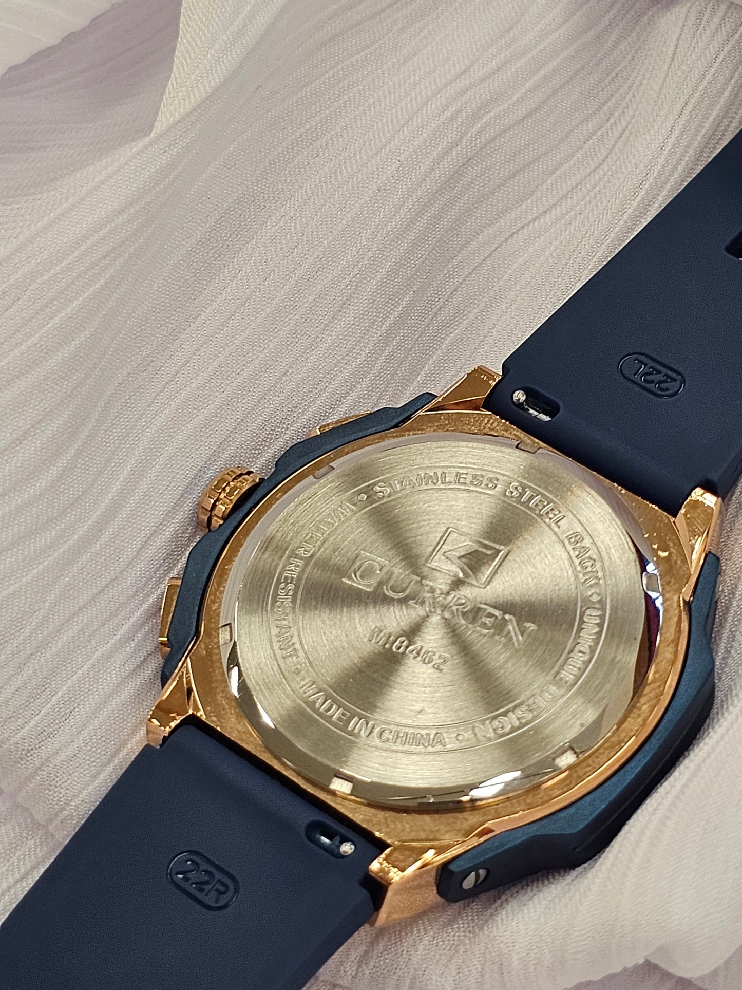Curren Men’s Chronograph Watch – Navy Blue & Rose Gold Sport Watch