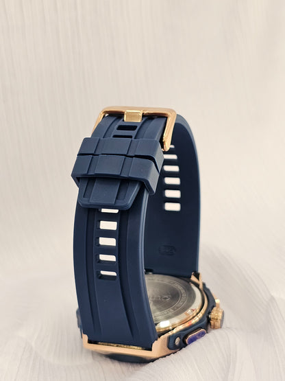 Curren Men’s Chronograph Watch – Navy Blue & Rose Gold Sport Watch
