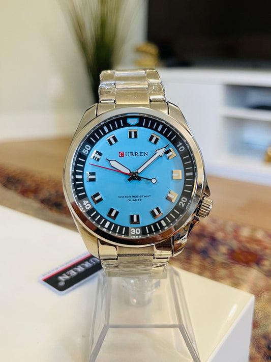 Curren Men's Ocean Blue Dial Quartz Watch – Stainless Steel Band