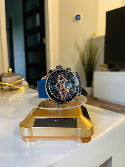 SANDA Sport Chronograph Quartz Watch – Blue Silicone Band