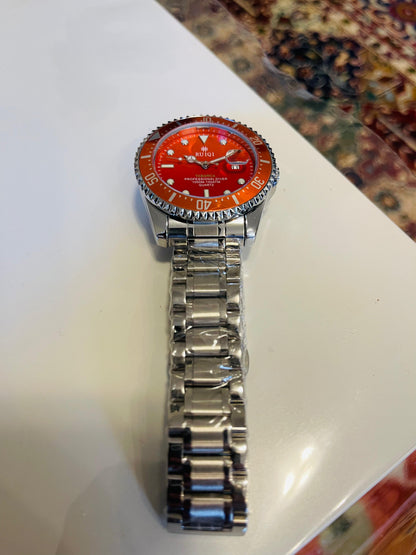 RUIQI TABARQ Professional Diver Men’s Quartz Watch – Striking Orange Dial