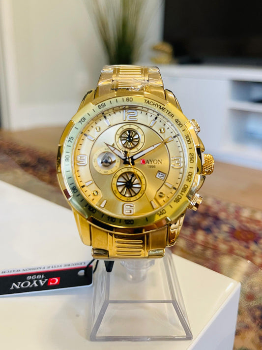 CAYON Gold Chronograph Quartz Watch (Men)